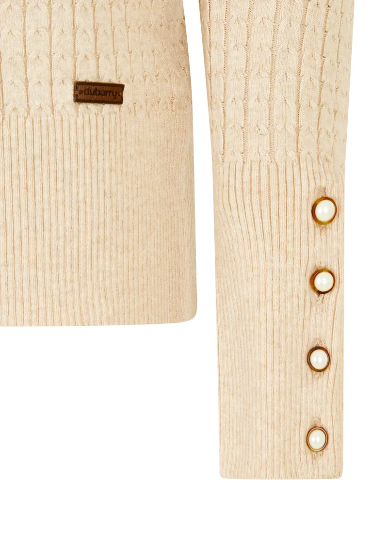 Dubarry Brennan Funnel Neck Sweater - Oyster-1